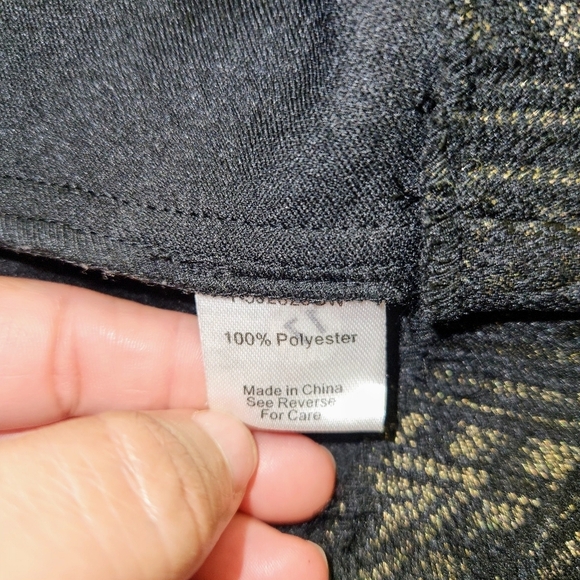 PARKER Black & Gold Geometrical Textured Print In Gold Black Flare Dress Size M - Picture 11 of 16